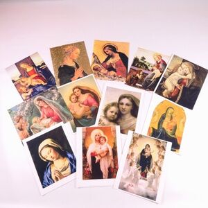 Lot of 12 assorted unframed Madonna and Child reproduction print-outs